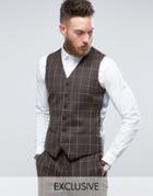 Heart & Dagger Skinny Vest In Wool Tweed - Brown