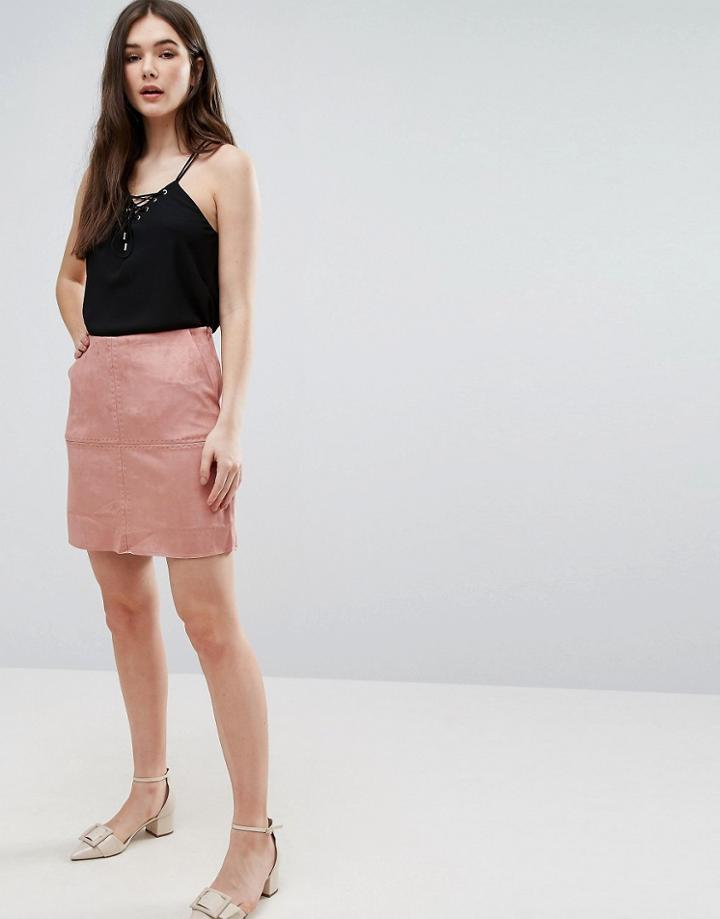 Lavand Suedette A-line Skirt - Pink