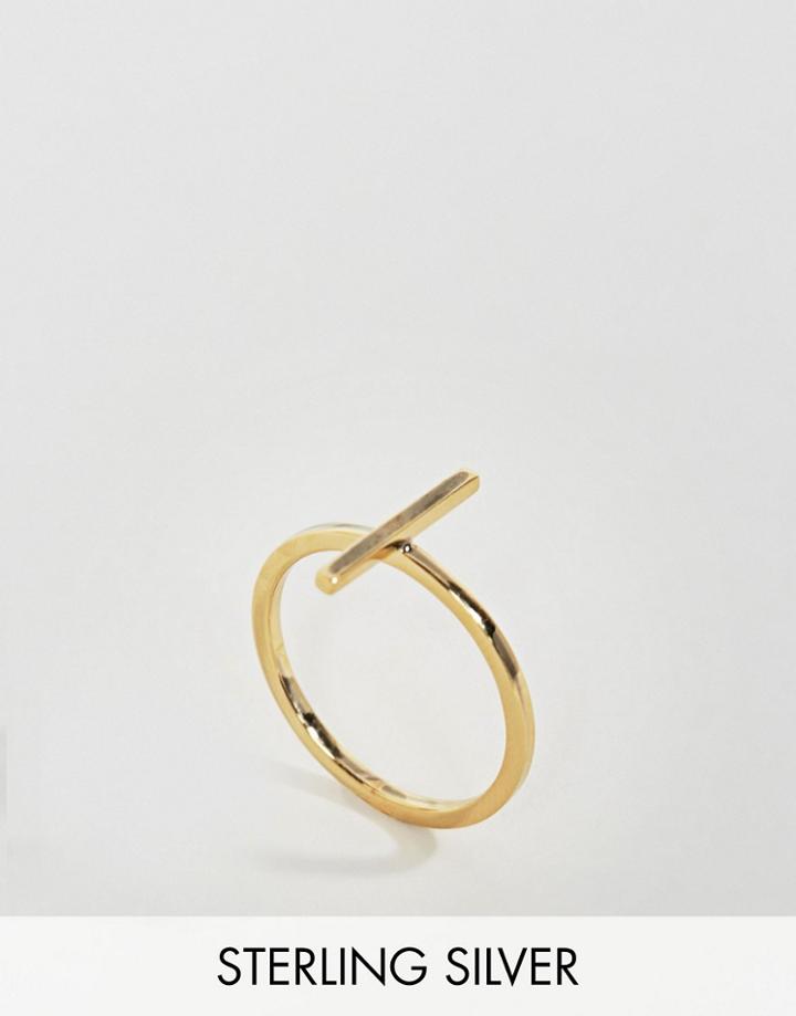 Asos Gold Plated Sterling Silver Bar Ring - Gold