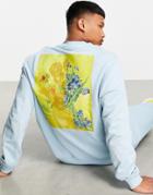 Asos Design Sweatshirt With Van Gogh Graphic Print In Blue - Part Of A Set-blues