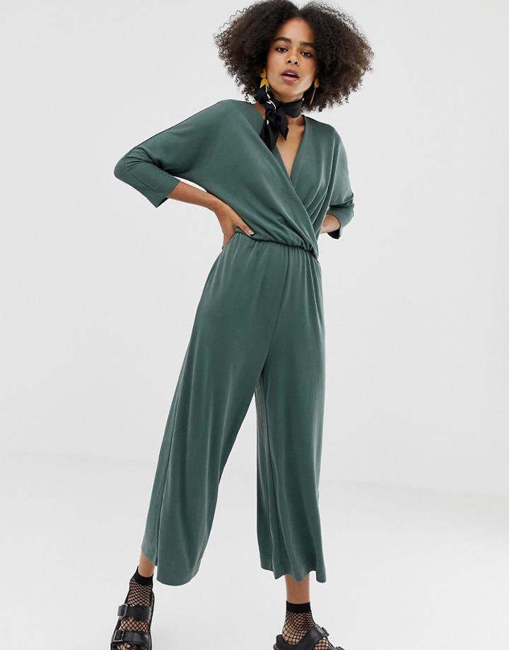 Monki Jersey Jumpsuit In Green - Green