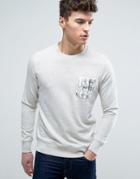 Jack & Jones Originals Crew Neck Sweatshirt With Printed Pocket - White