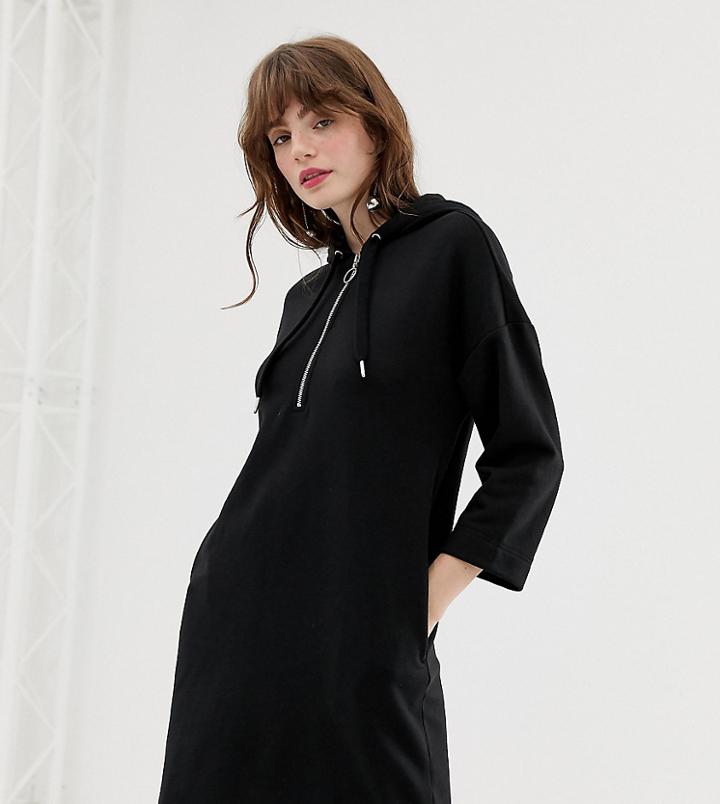 Monki Hooded Sweatshirt Dress In Black