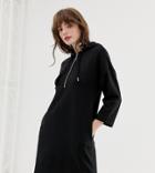 Monki Hooded Sweatshirt Dress In Black