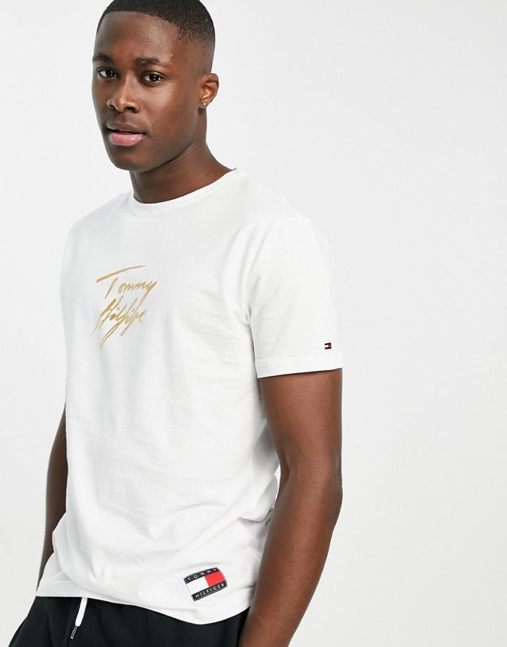 Tommy Hilfiger Lounge Logo Script T-shirt In White