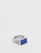 Classics 77 Signet Ring With Blue Epoxy In Silver