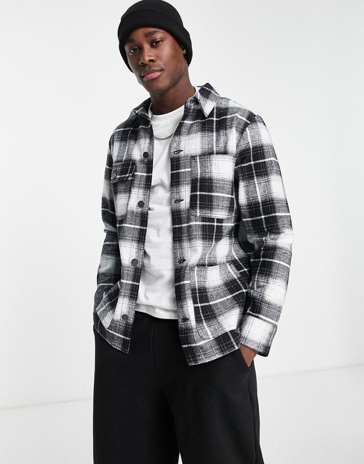 Brave Soul Plaid Shirt In Black & White