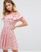New Look Floral Bardot Dress - Pink