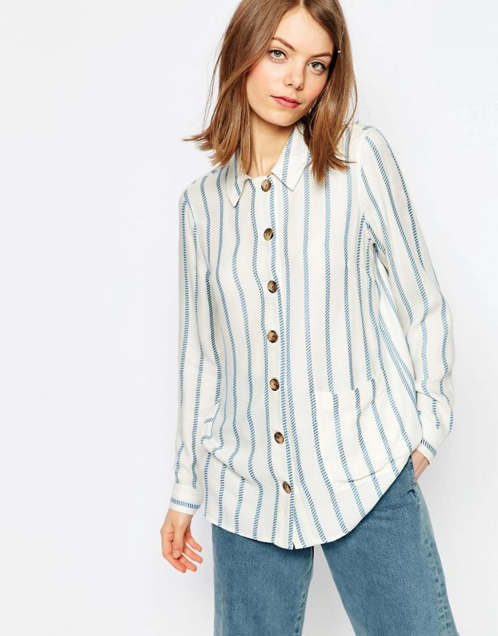 Asos Boxy Oversized Workman Stripe Shirt - Multi