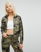 Arrive Camo Print Tracksuit Top - Green