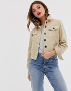 Asos Design Denim Boxy Cropped Jacket - Beige
