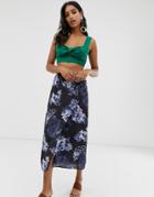 French Connection Floral Maxi Skirt-blue