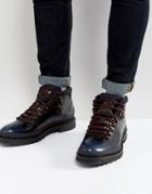 Hugo By Hugo Boss Pure Heavy Rubber And Leather Lace Up Boots - Black