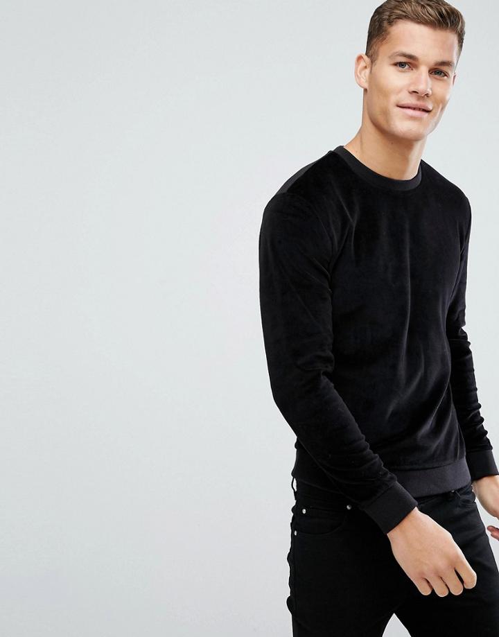 Kiomi Velour Sweatshirt In Black - Black