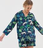 Asos Design Maternity Botanical Leopard Pyjama Short Set In 100% Modal - Multi
