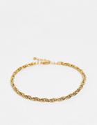 Asos Design Waterproof Stainless Steel Curb Chain Anklet In Gold Tone