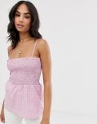 Vila Smock Check Cami - Pink