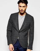 Noak Prince Of Wales Check Blazer Jacket In Skinny Fit - Charcoal