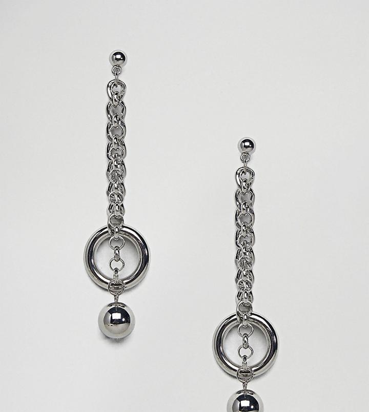 Sacred Hawk Ball And Chain Earrings - Silver