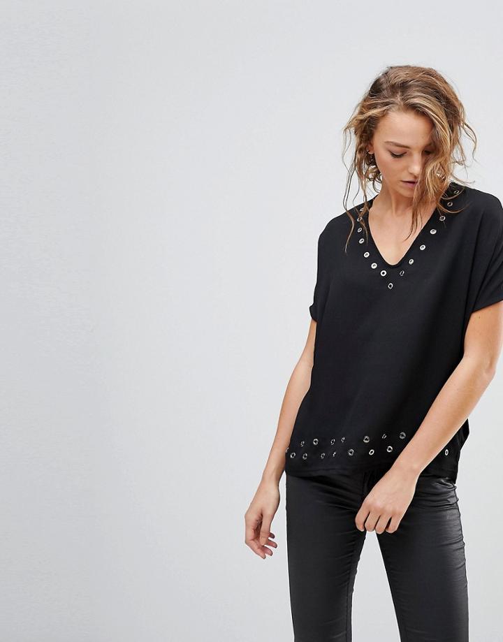 Religion Desire Top With Eyelets - Black