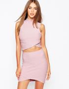 Missguided Bandage Wrap Over Sleeveless Crop Top - Mauve