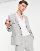 Asos Design Super Skinny Suit Jacket In Gray Crosshatch