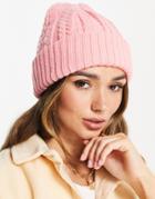 Urbancode Cable Knit Beanie In Pink