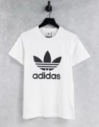 Adidas Originals Adicolor Large Trefoil T-shirt In White