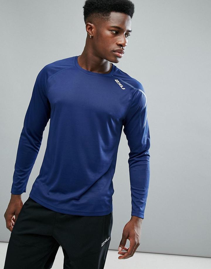 2xu Running Active Long Sleeve Top In Navy Mr5158a-nvy - Navy