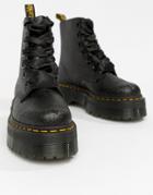 Dr Martens Molly Black Glitter Flatform Boots - Black