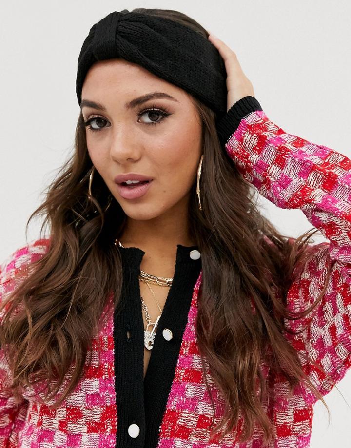 Asos Design Rib Headband In Recycled Polyester In Black