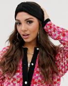 Asos Design Rib Headband In Recycled Polyester In Black