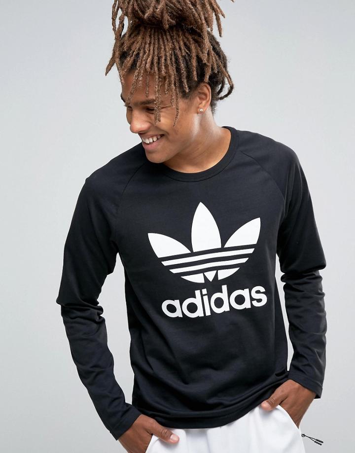 Adidas Originals Trefoil Raglan Long Sleeve T-shirt Ay7801 - Black