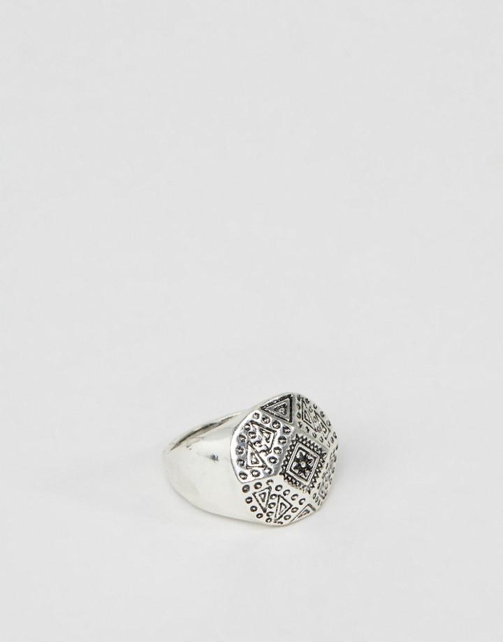 Designb Statement Signet Ring In Antique Silver - Silver