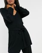 Lindex Filippa Eco Viscose Rib Wrap Front Lounge Top In Black