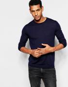 Esprit 100% Merino Wool Crew Neck Sweater - Navy