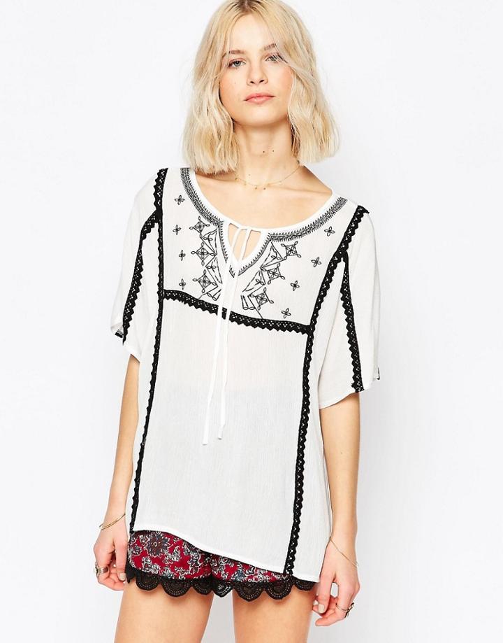 Brave Soul Crinkle Top - Cream