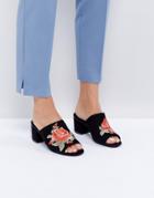 Oasis Floral Embroidered Mule - Gold