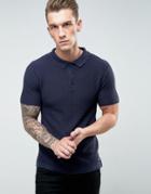 Brave Soul Knitted Textured Polo Shirt - Navy