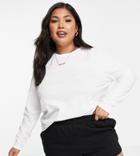 Asos Design Curve Ultimate T-shirt With Long Sleeve In Cotton Blend In White