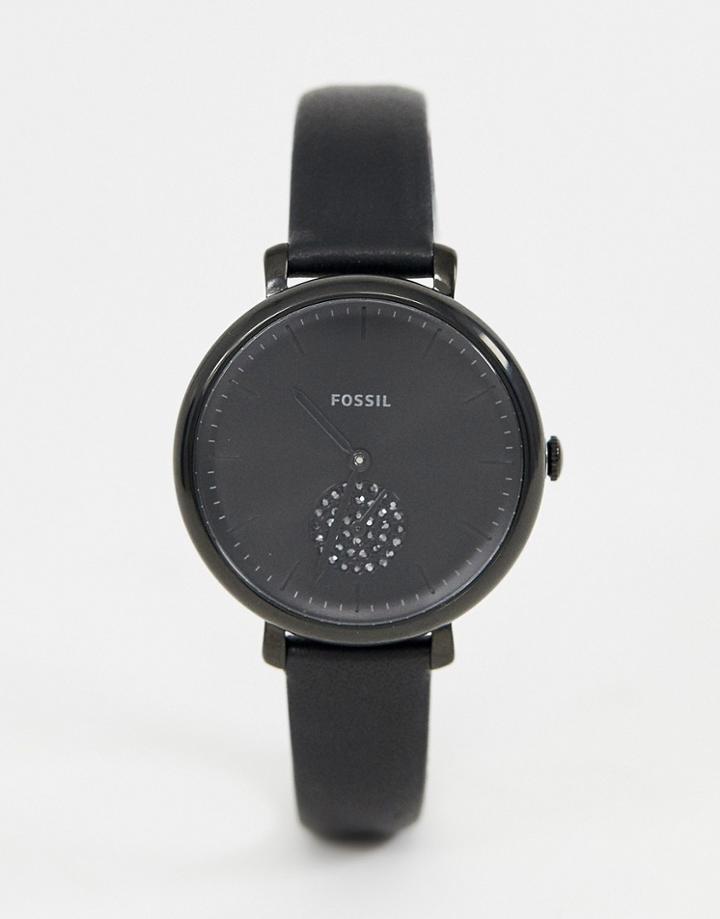 Fossil Es4490 Jacqueline Leather Watch In Black 36mm - Black