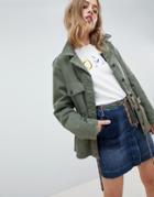 Tommy Hilfiger Utility Jacket With Hiker Lace Waist Detail - Green