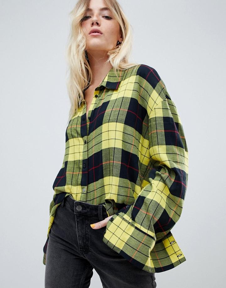 Cheap Monday Flannel Check Shirt In Plaid - Yellow