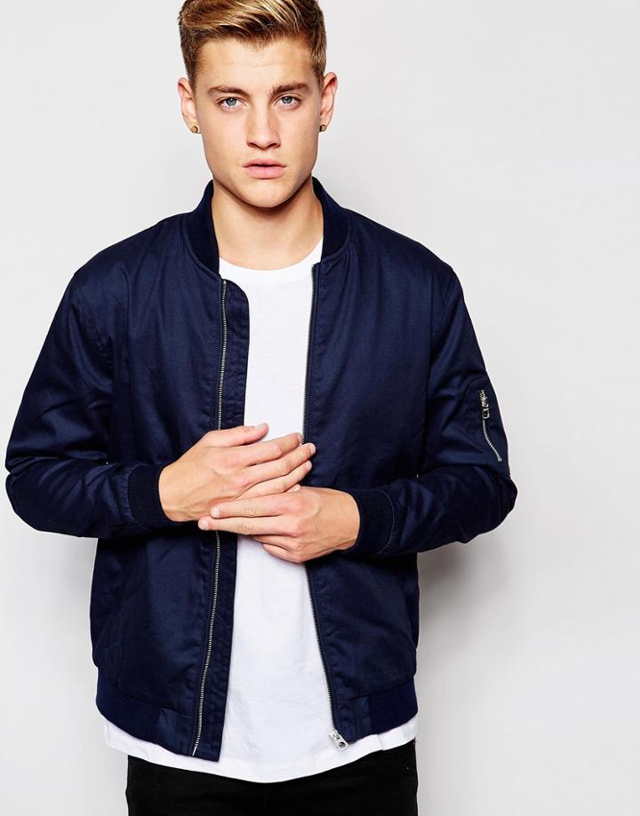 Jack & Jones Bomber Jacket - Navy