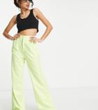 Bershka Petite Tailored Pants In Green