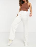 Asos 4505 Wide Leg Sweatpants With Button Front Detail And Pintuck-white