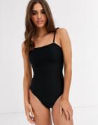 Rhythm Tahiti Bandeau High Leg Swimsuit In Textured Black