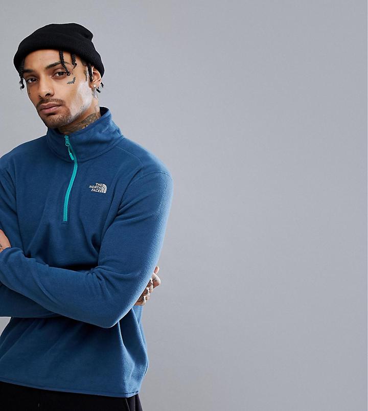 The North Face 100 Glacier 1/4 Zip Fleece Exclusive To Asos In Dark Blue - Blue