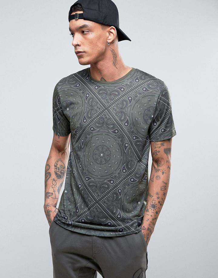 Criminal Damage Paisley T-shirt - Green