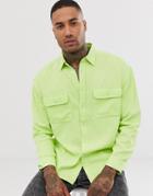 Asos Design Oversized 90's Style Neon Green Denim Shirt